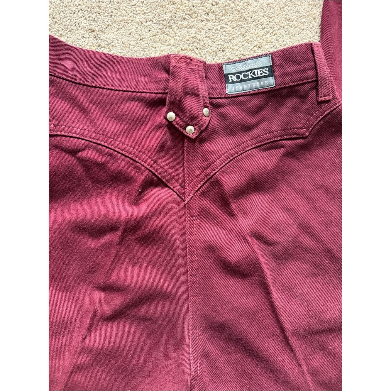 Vintage 80s 90s Rockies Burgundy Bareback Western High Rise Jeans 26″x36″