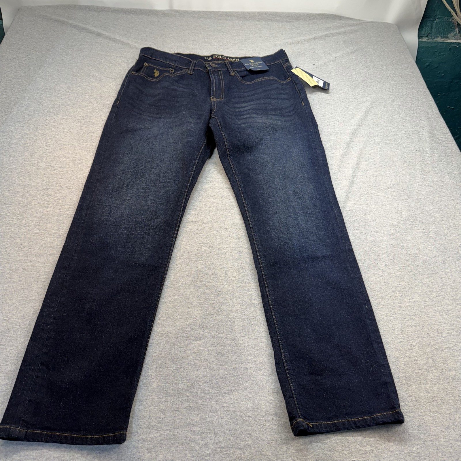 U.S. Polo Assn Men’s Slim Straight Dark Wash Denim Jeans Blue 34×32