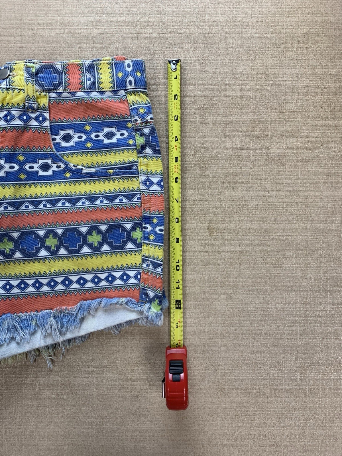 Vintage 80s 90s Jay Jacobs Multi Color Aztec Western Jean Cut Off Shorts Size 8