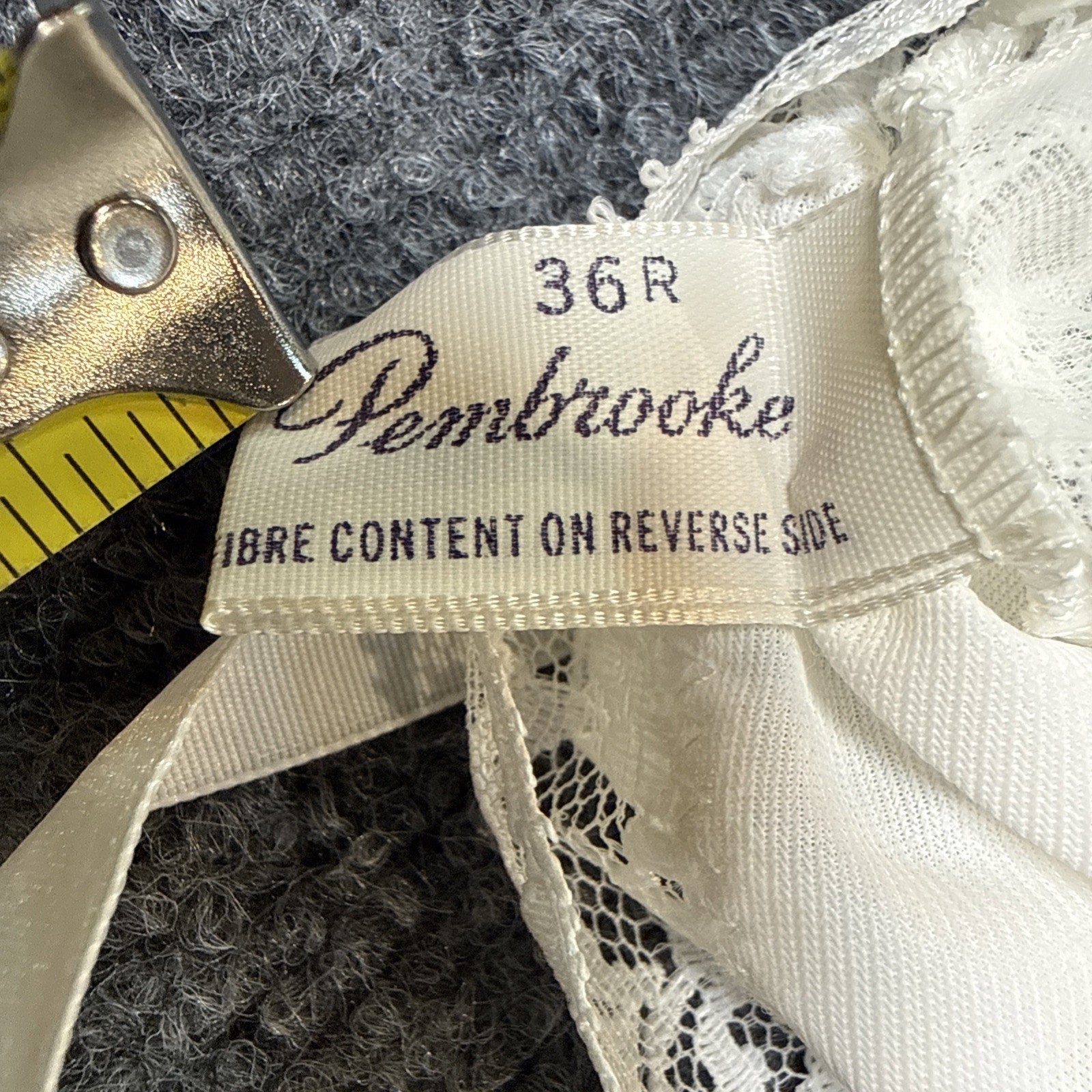 Vintage Lace Trim Pembrooke 36R 1960/70’s Mid Century Slip Coquette White Nylon