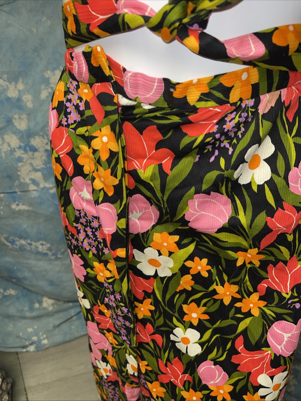 Vintage 1960s 70s McMullen Sportswear Floral Maxi Skirt With Belt 22” Waist