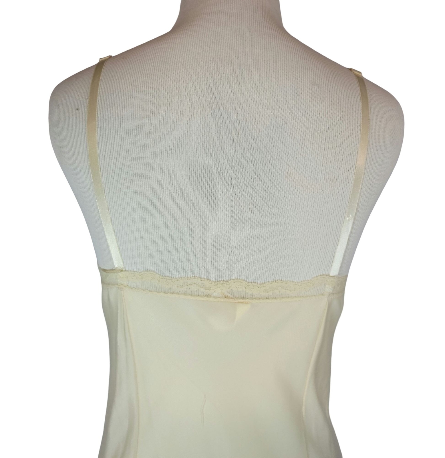 Vintage Lace Slip Dress Cream Barbizon Crepe Remarque 34 Adjustable Straps