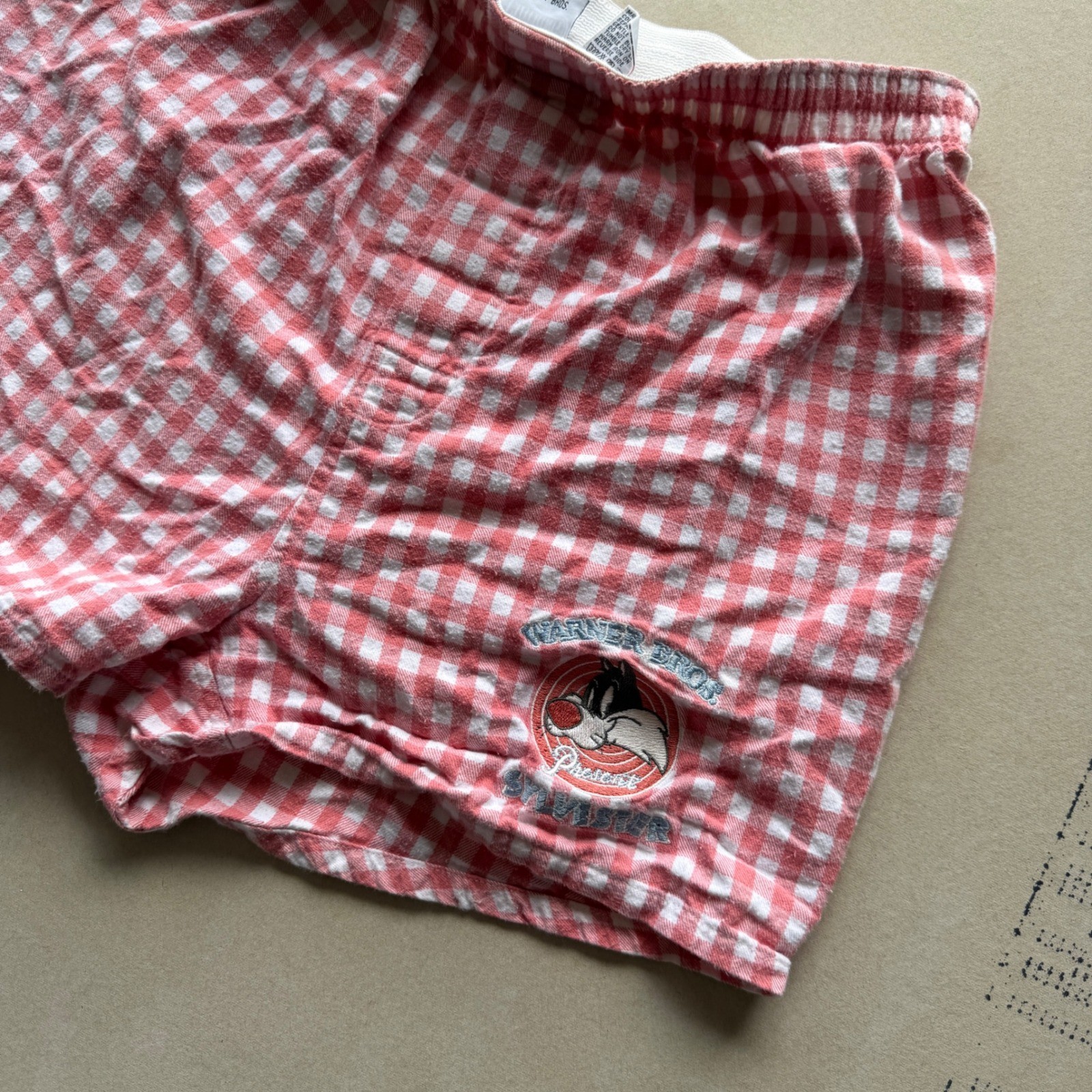 Vintage 90s Acme Clothing Co Sylvester Looney Tunes Gingham Boxer Shorts