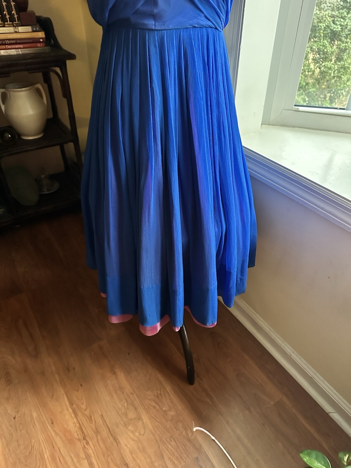Lilli Diamond California VTG Blue Chiffon Party Prom Dress Womens Sz Small