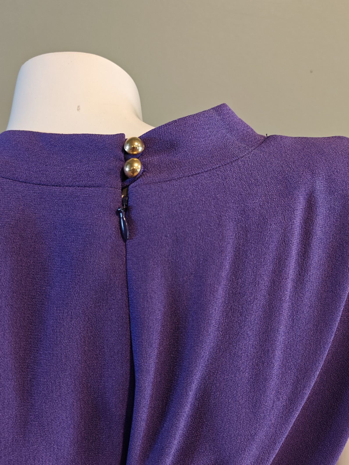 80s Liz Claiborne Purple Dress With Gold Bead And Button Detailing New Old Stock