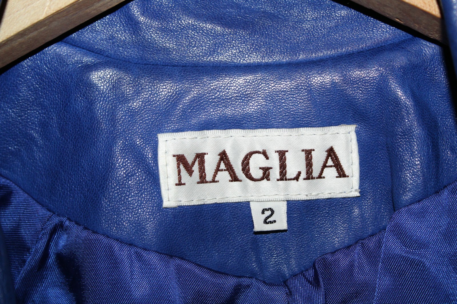 Vintage 80s MAGLIA Electric Blue Soft Leather Bomber Jacket Coat Women’s Size 2