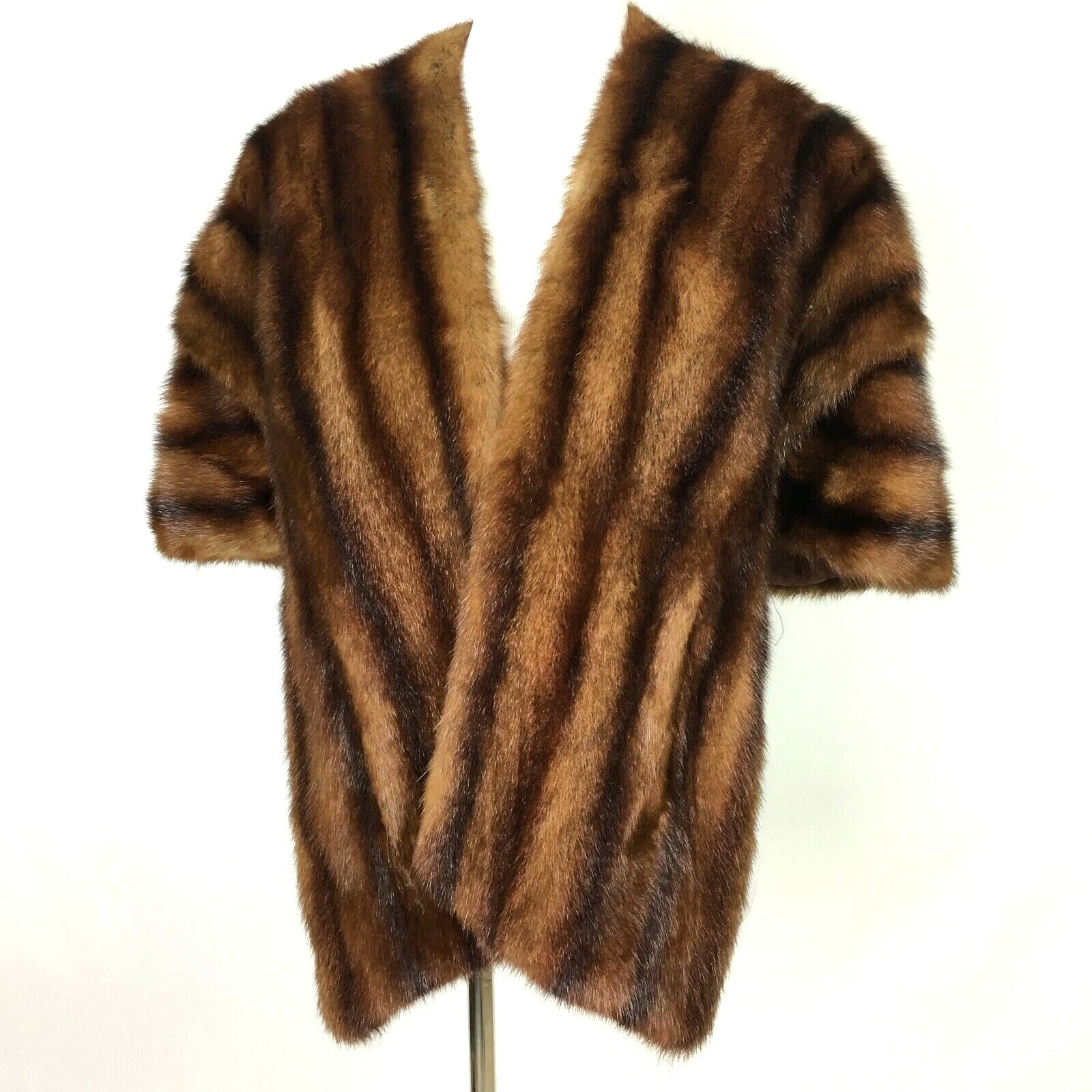 Vintage Mink Fur Stole Shoulder Wrap Womens Small to Medium Brown Mid Century