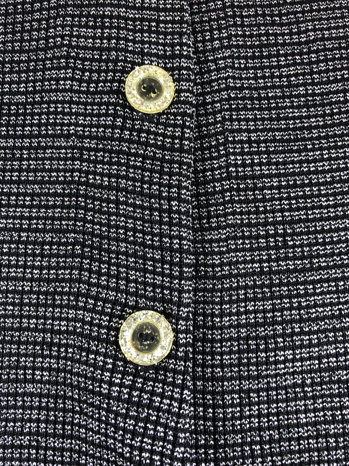 Vtg Vera Neumann Silver Metallic & Blk Cardi & Sleeveless Tank Set Sz S/M 4/6