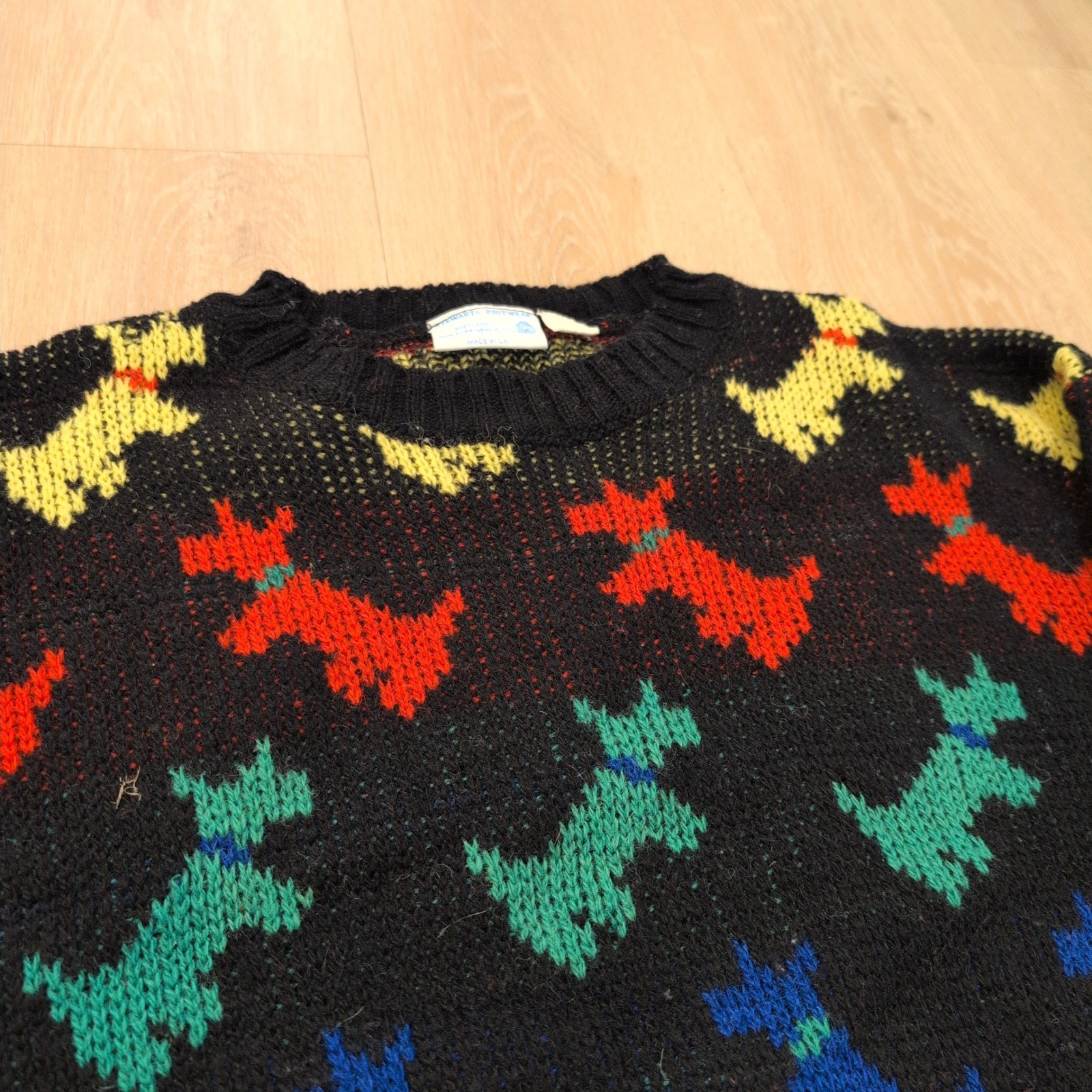VTG Stewarts Knitwear Scottie Dog Women Medium Sweater Shetland Pure New Wool