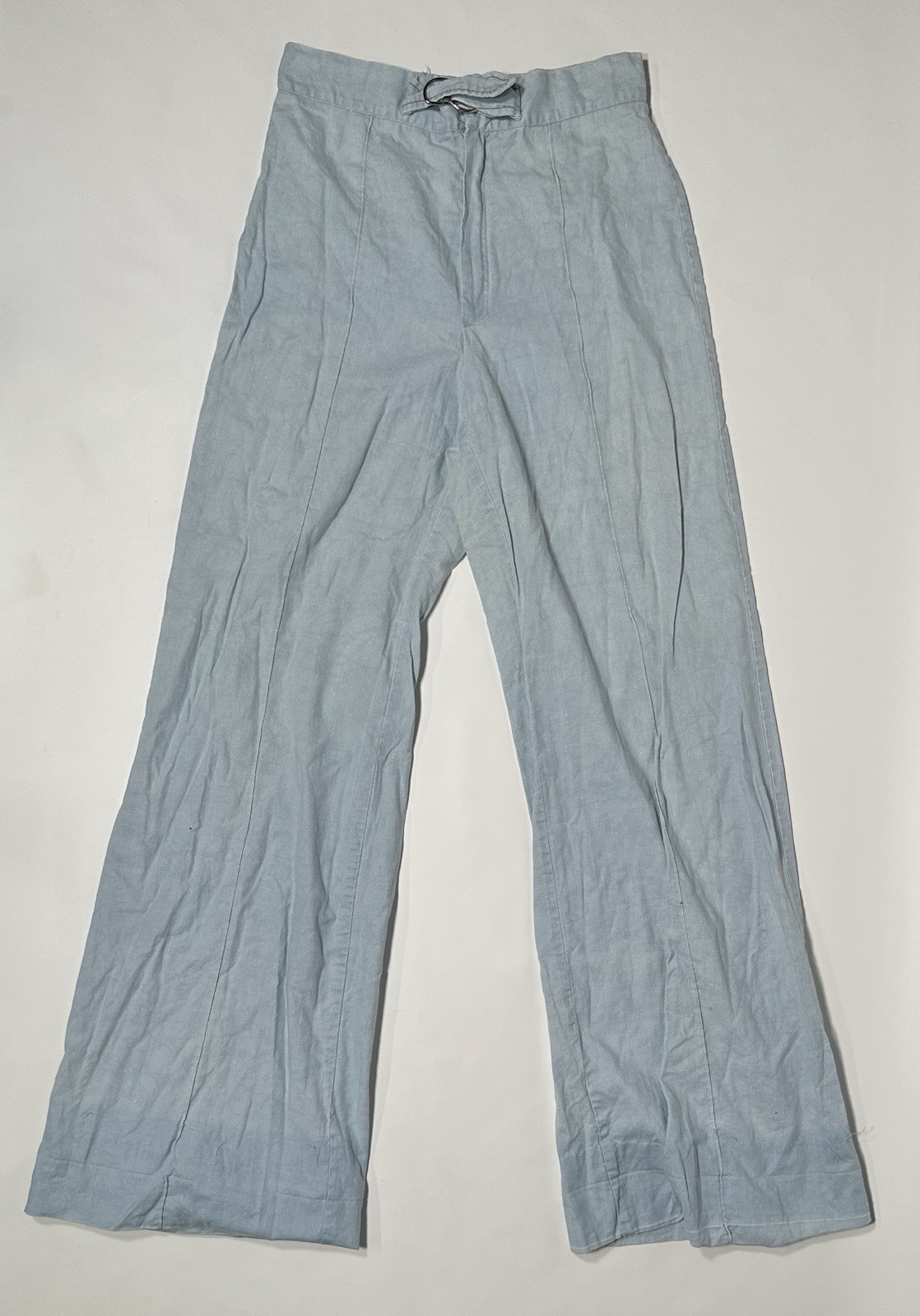Vintage Happy Legs Pants Blue Cotton Flared Leg High Rise Pockets Size 26×30