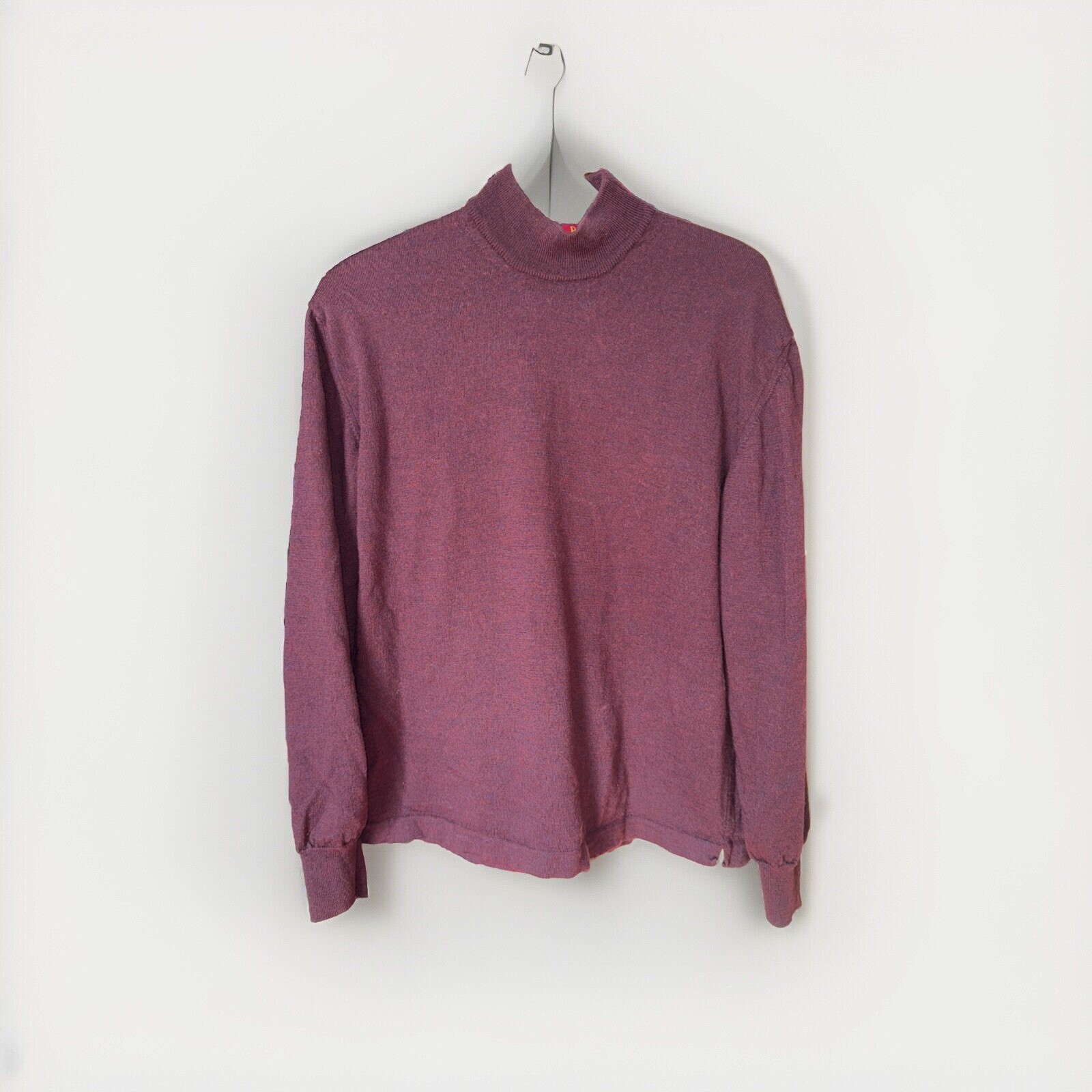 Jos A Bank mockneck turtleneck sweater size L- Virgin Wool- Purple