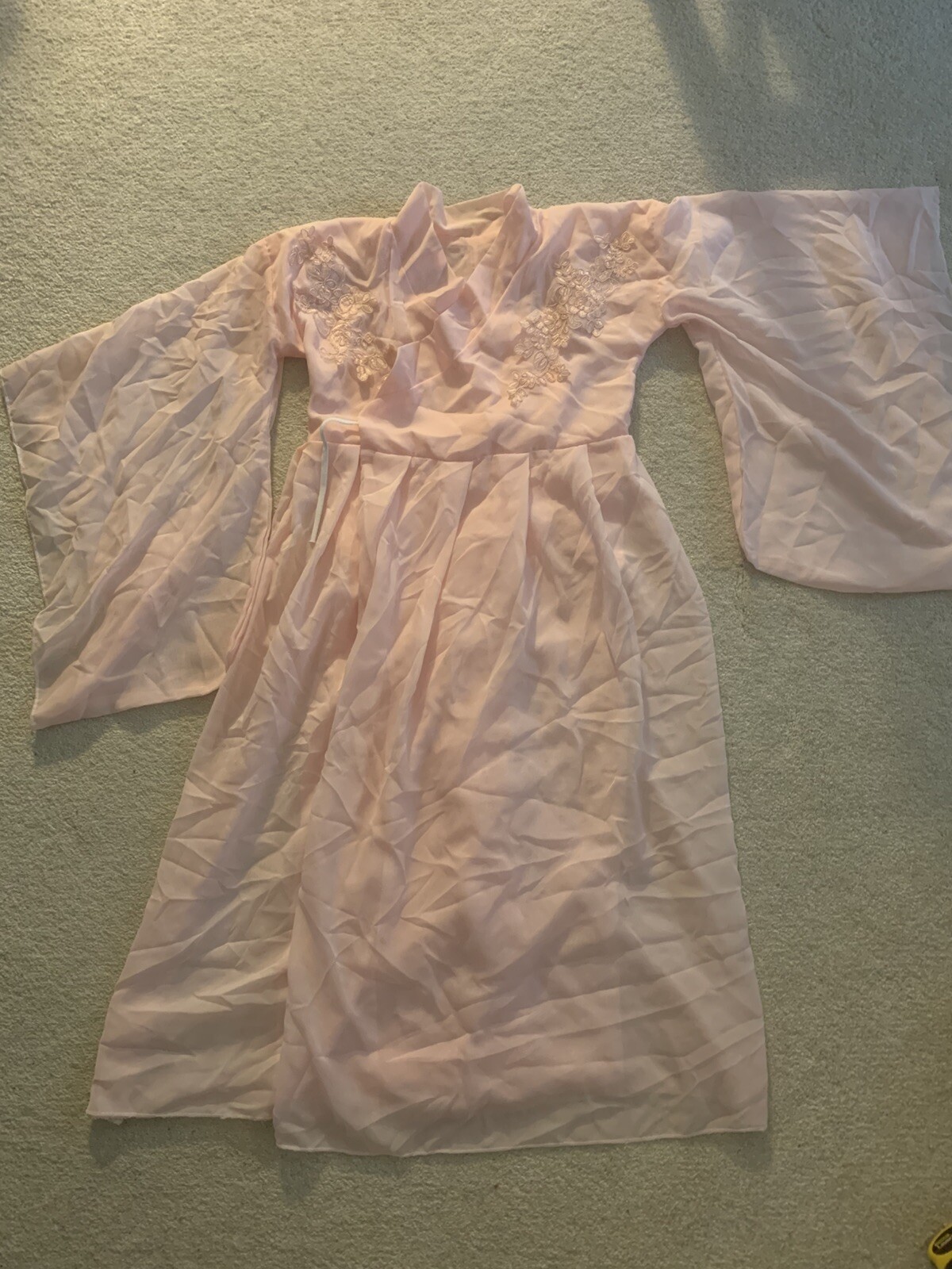 Pink Double Knit Polyester Evening Gown Maxi Dress Tang Suit