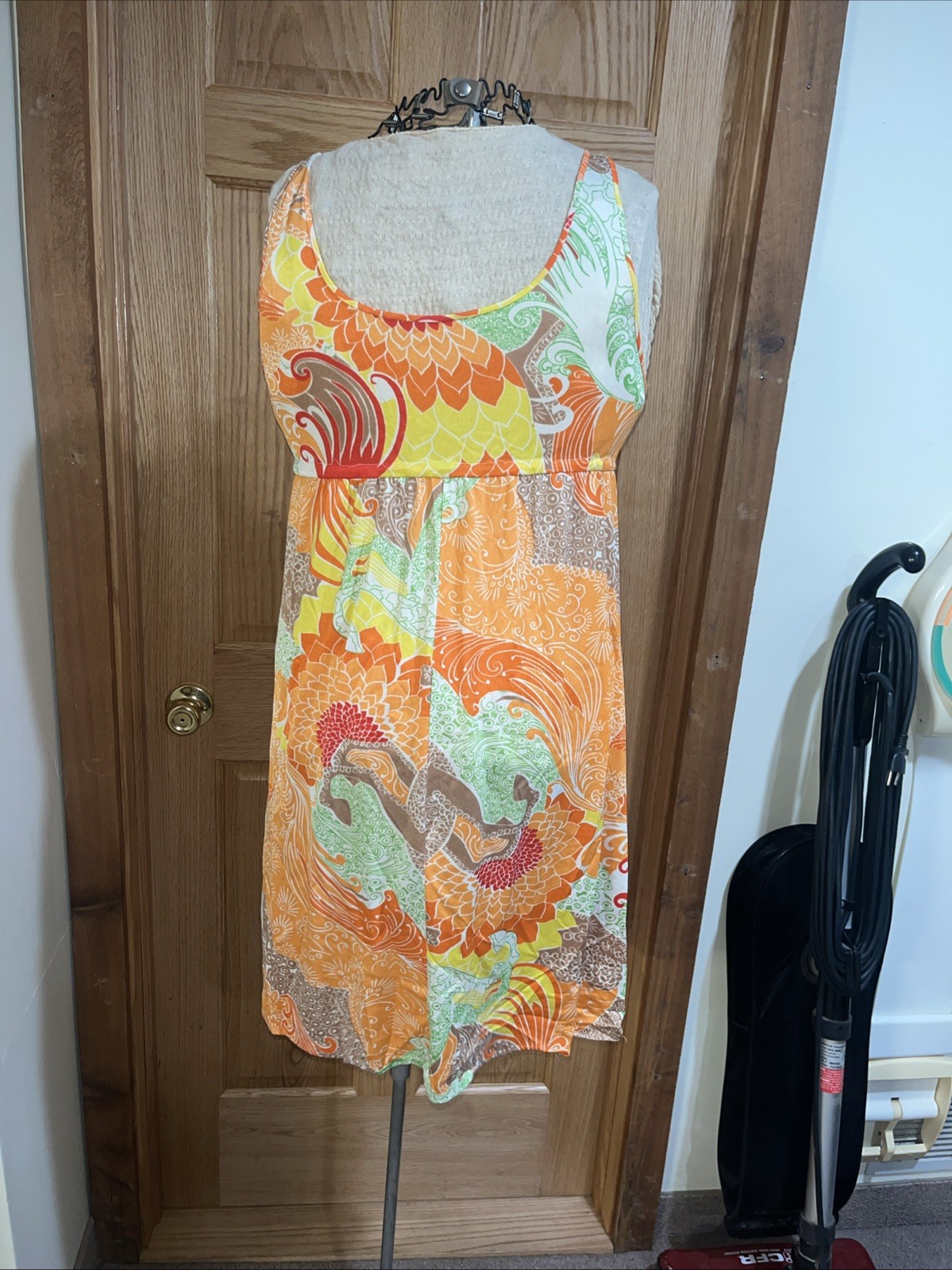 Vtg 60s Gossard Artemis Sheer Nylon Dress/Night Gown Bright Floral Read