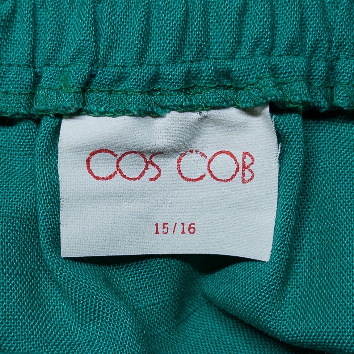 Cos Cob Womens A-Line Midi Skirt 15/16 Green Vintage Elastic Waist Pockets 80s