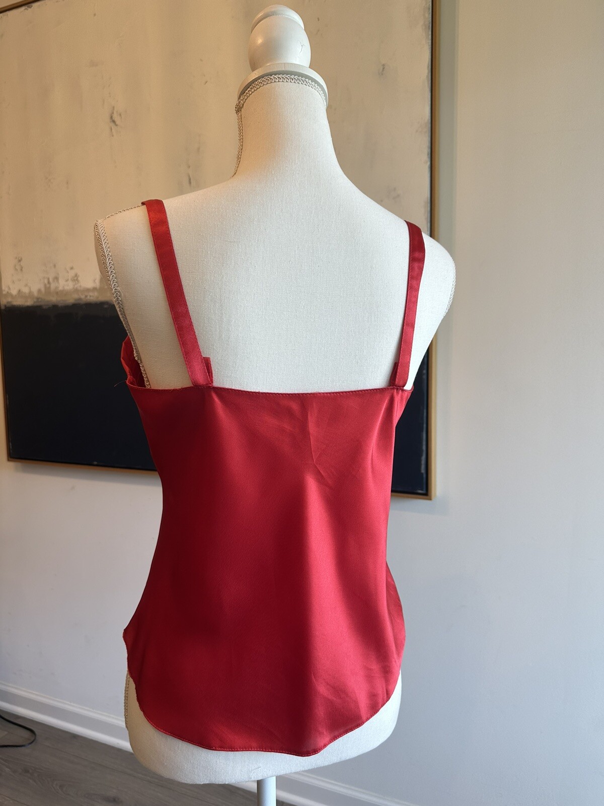 VTG 80’s RED CAMISOLE SLIP Tank Top Mob Wife Tomato Girl Quiet Luxury SZ 34