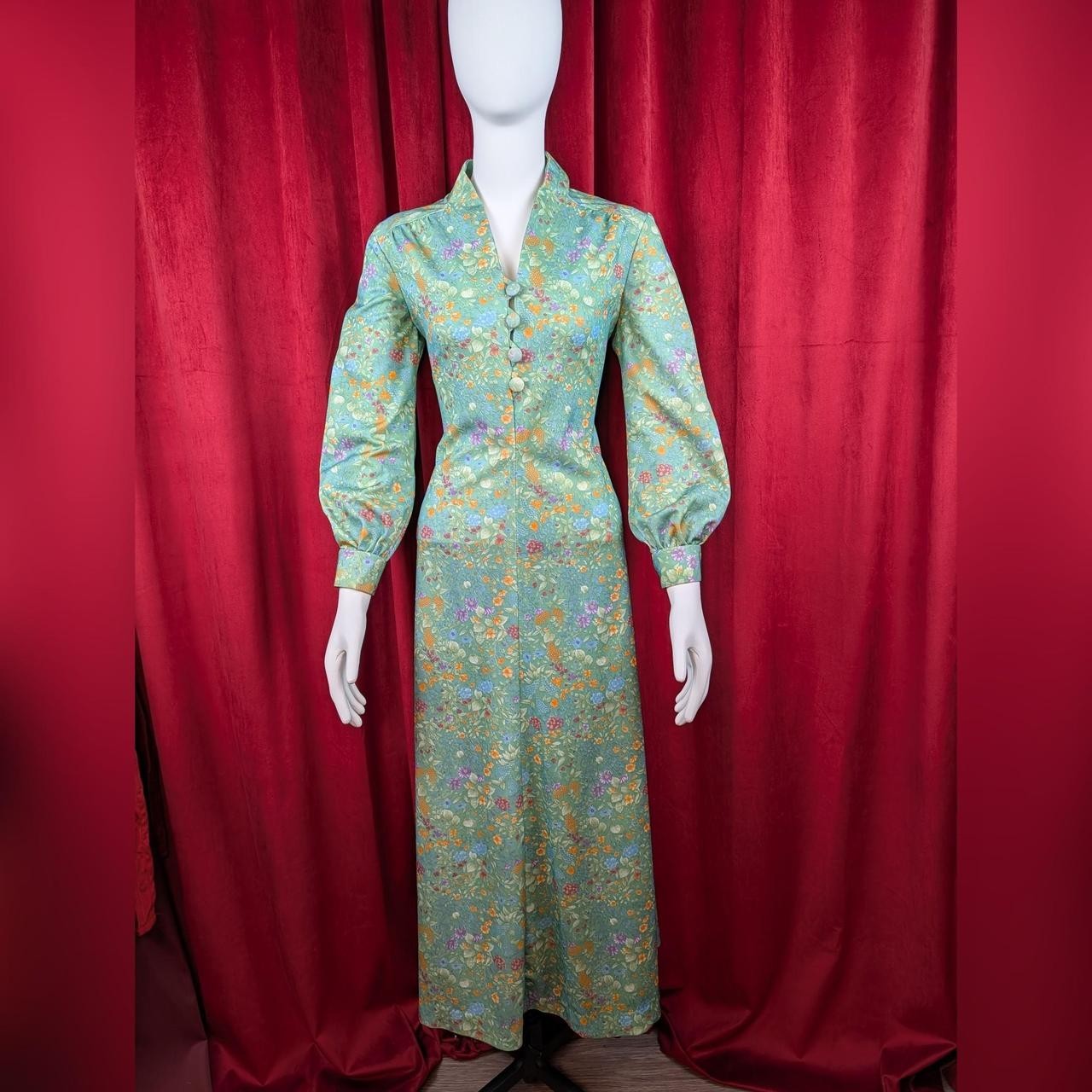True Vintage 70’s One of a Kind Handmade Green, Orange, Purple, & Blue Dress