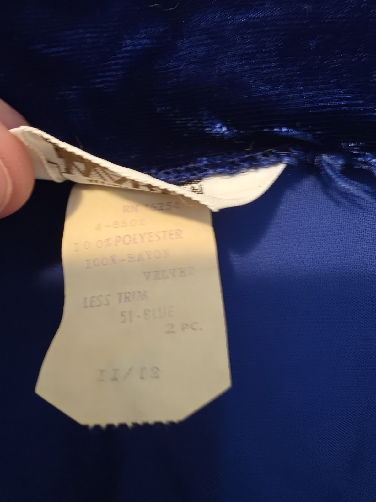 Vintage Montgomery Ward Rayon Velvet Blue 2 Piece Dress – See Tag For Size
