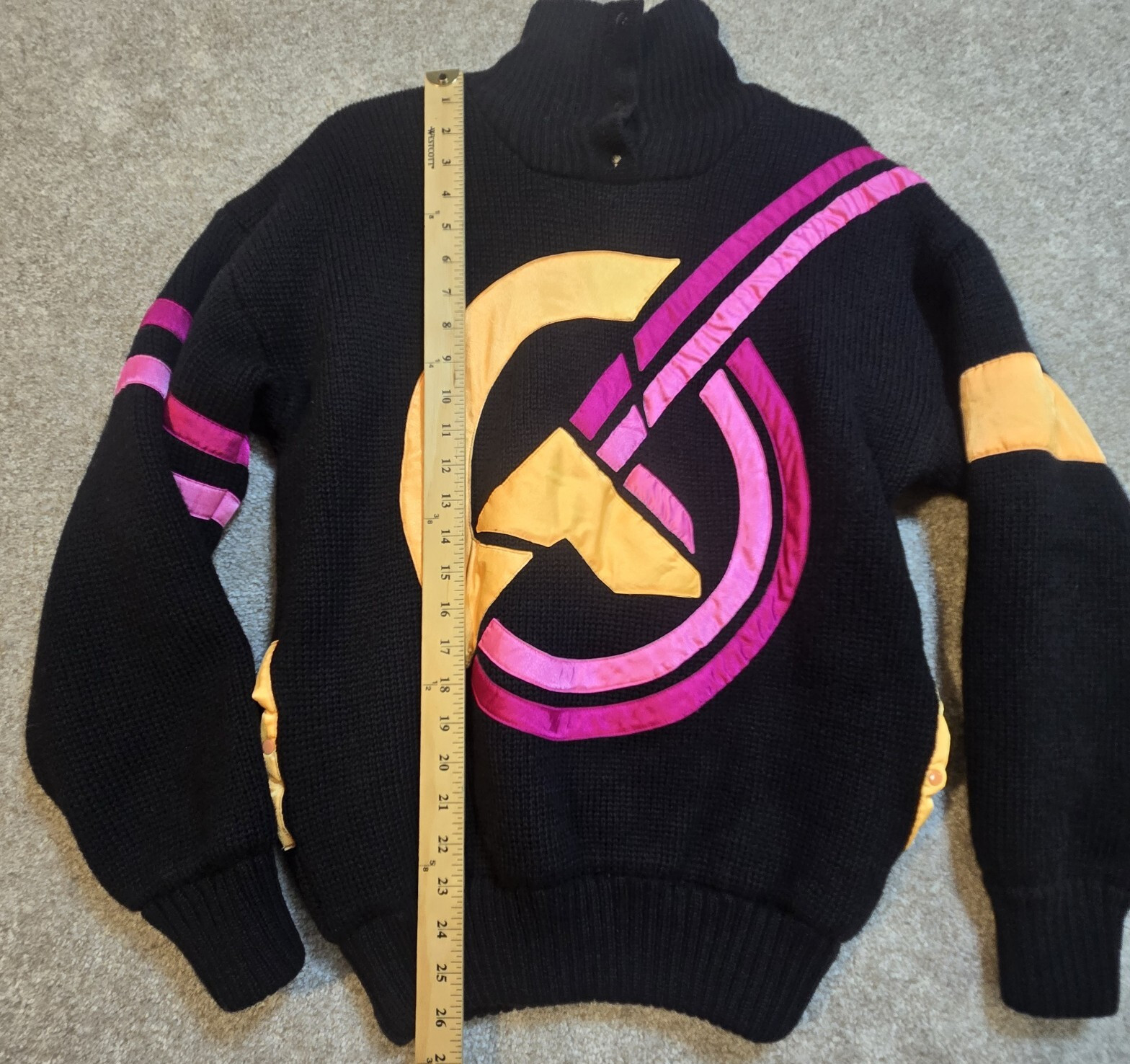 Tyrolia by Head Vintage Ski Sweater Geometric Lined Pockets High Neck Women’s S