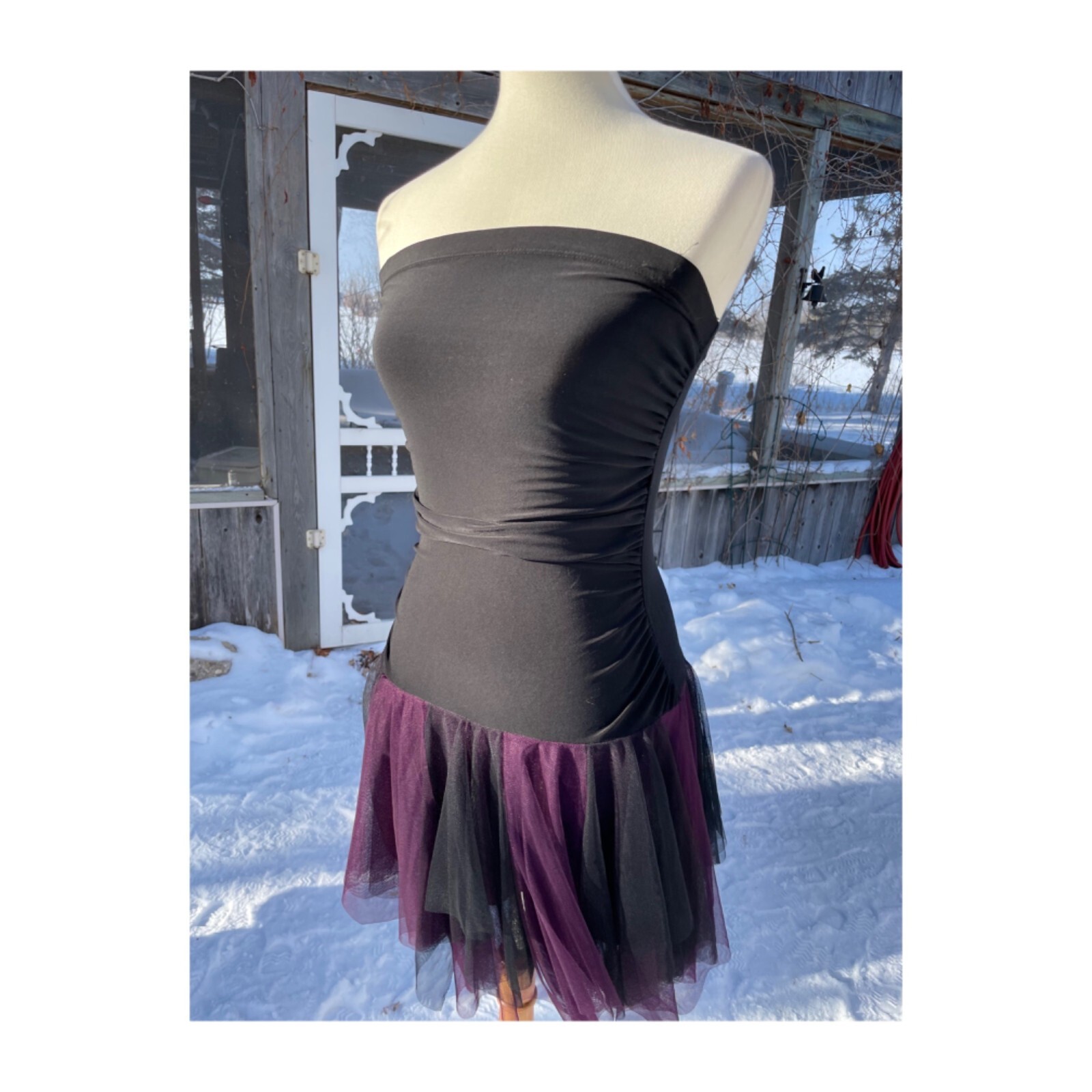 VIntage 90s B. Smart Tube Tutu Mini Dress Whimsy Goth Black Purple Sz 7/8