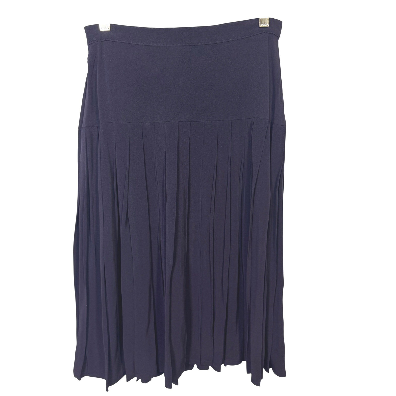 VTG Escada by Margaretha Ley US 4 EU 36 Pleated Midi Skirt 80s Navy Blue Acetate