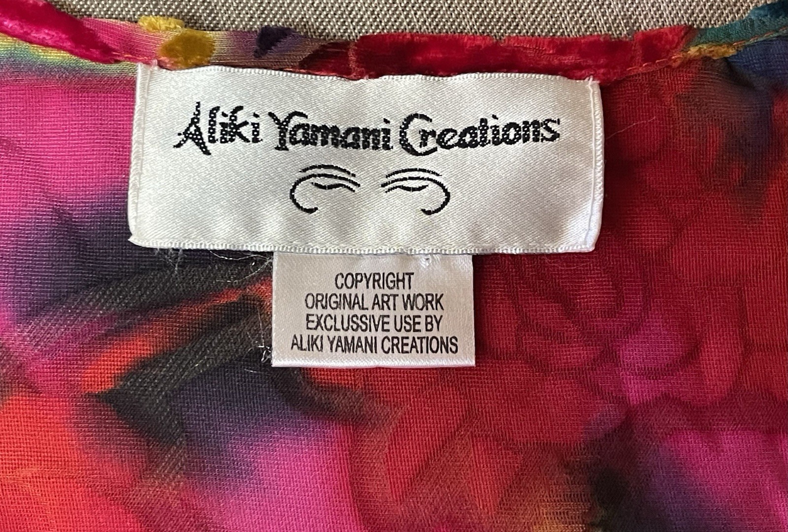 Vintage ALIKI YAMANI CREATIONS, XL, Silk Rayon Cardigan, Burn Out Velvet, EUC