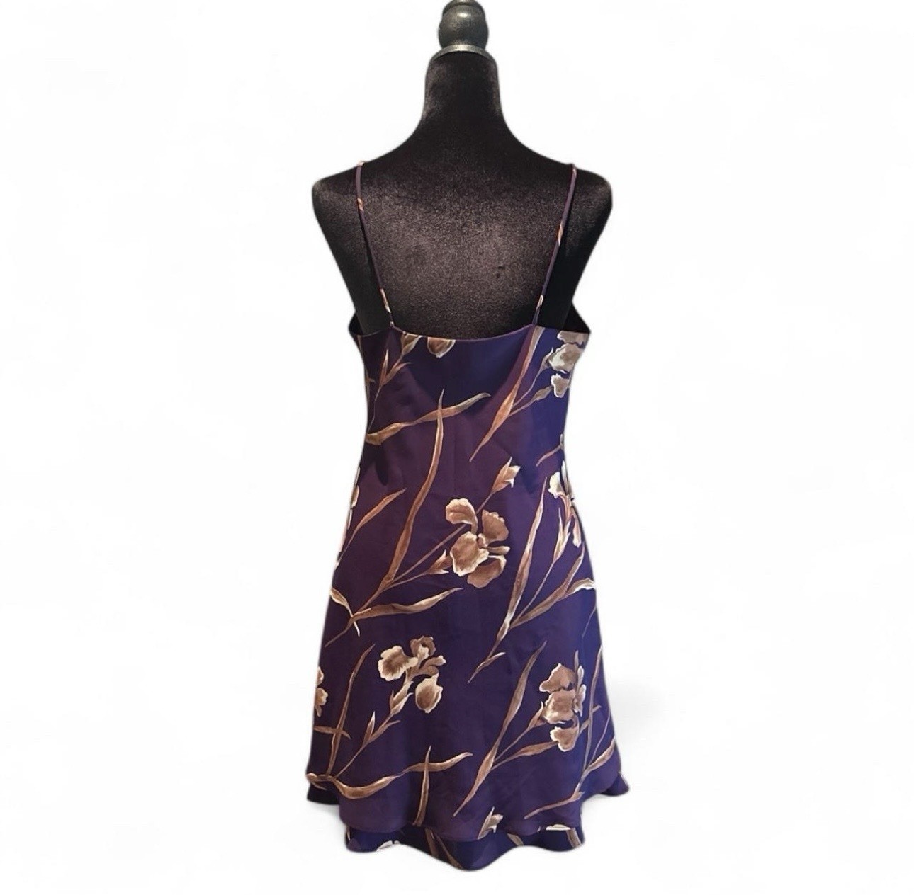 90s Vintage Blondie And Me Purple Satin Floral Dress Size 10