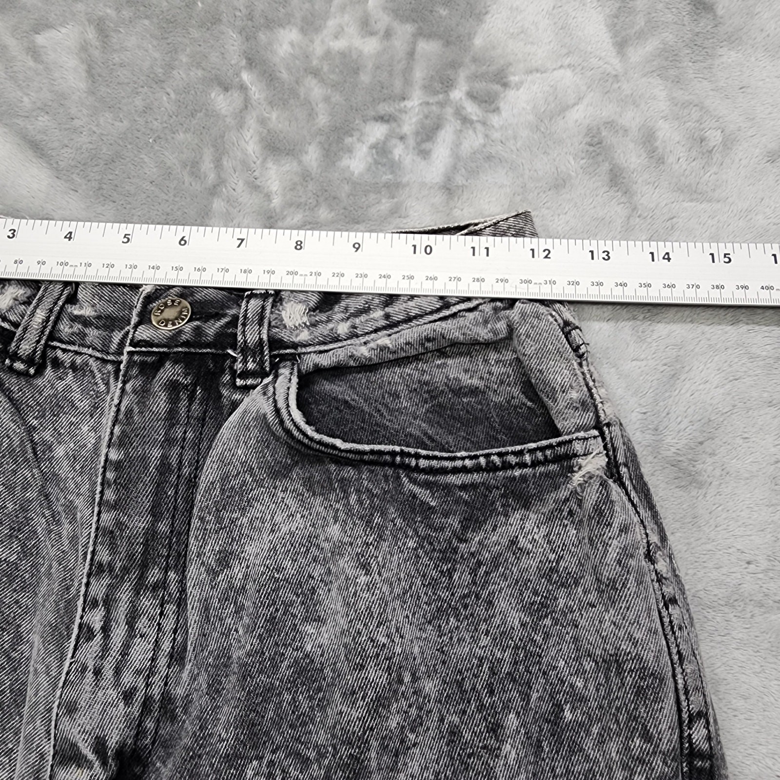 Vintage 80s Rose Denim Jeans Womens 9 Juniors Black Acid Wash High Rise Tapered