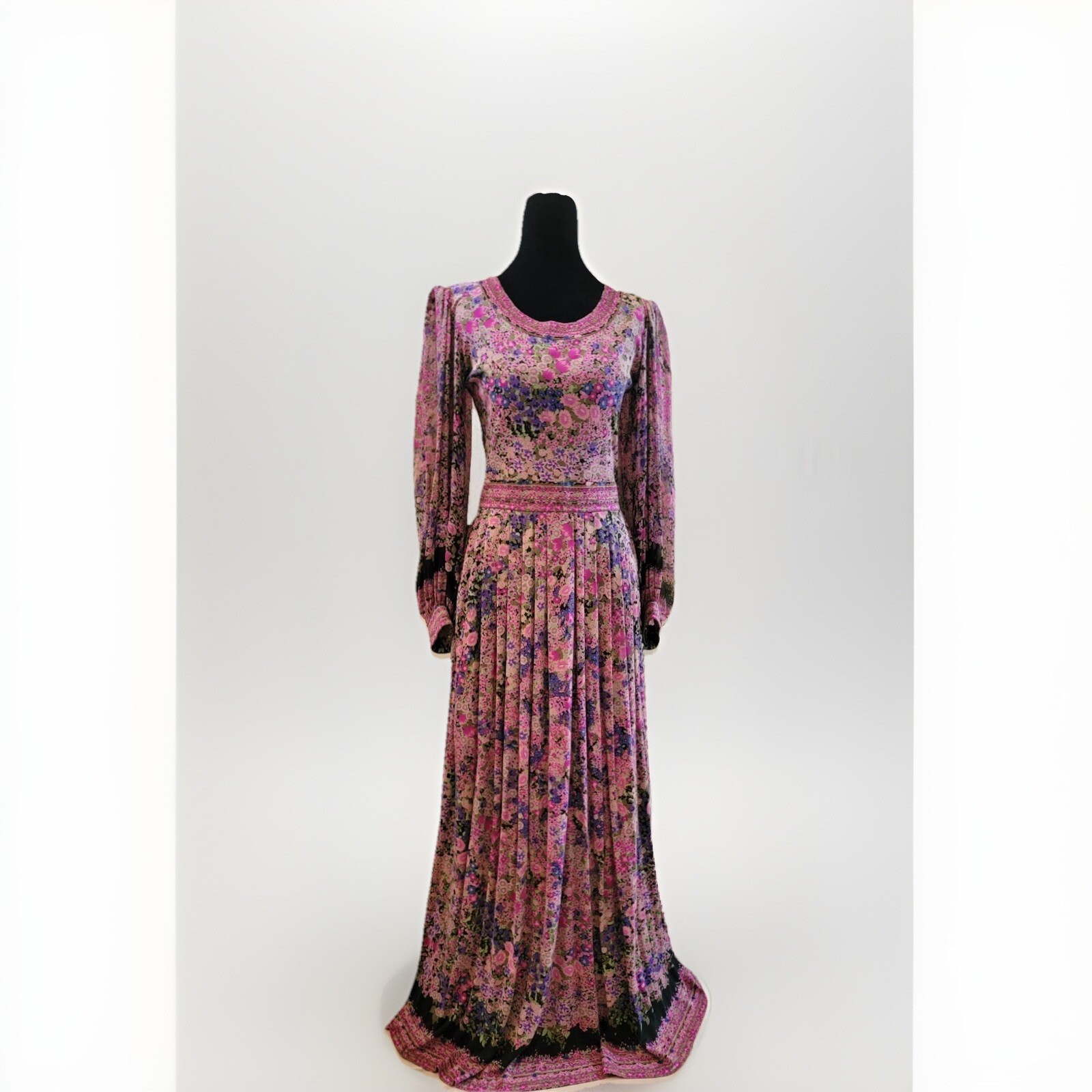 Rare Vintage 1970s Leonard Paris Floral Silk Dress
