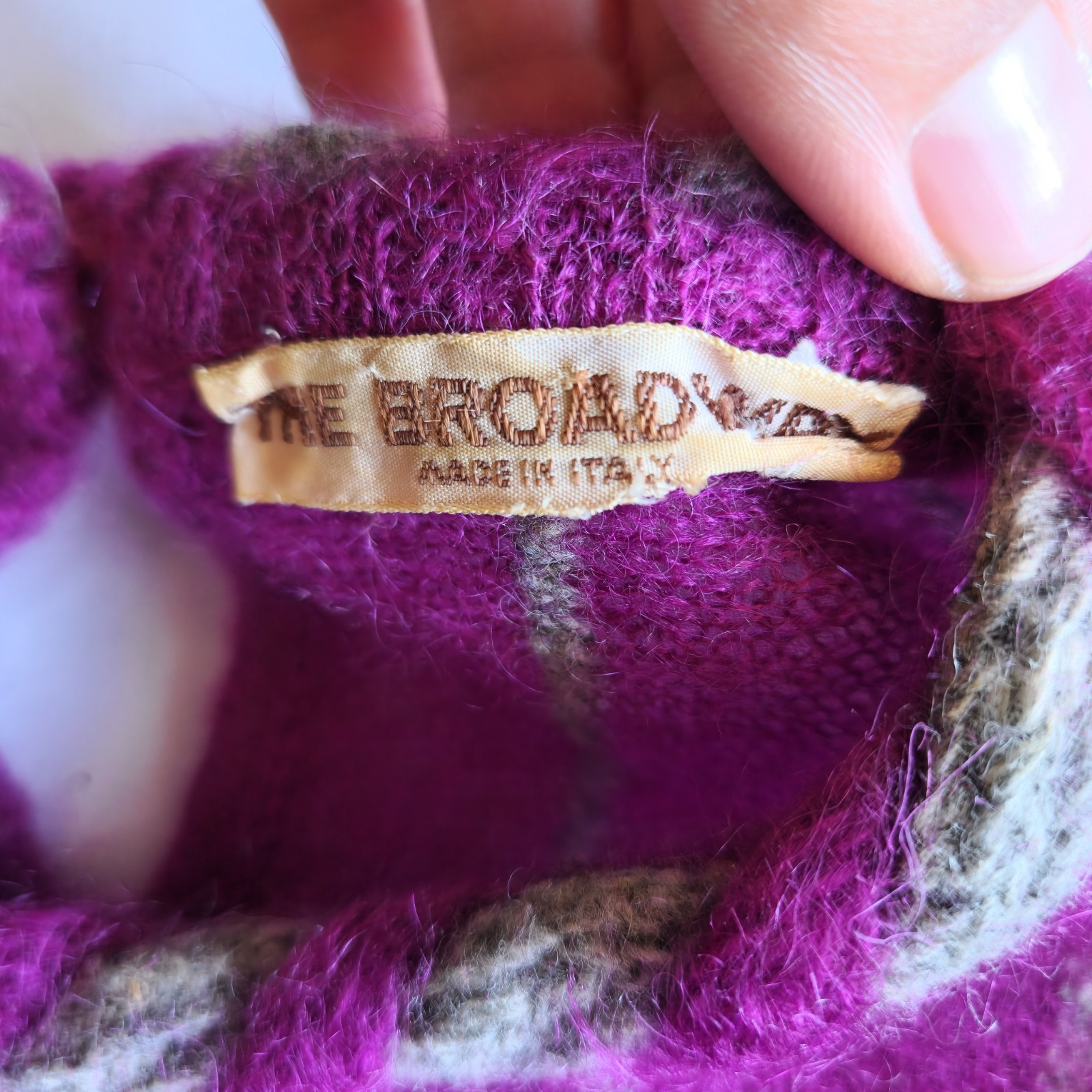 Vintage The Broadway Mohair Knit Women’s SM Purple Round Neck Sweater Italy Made
