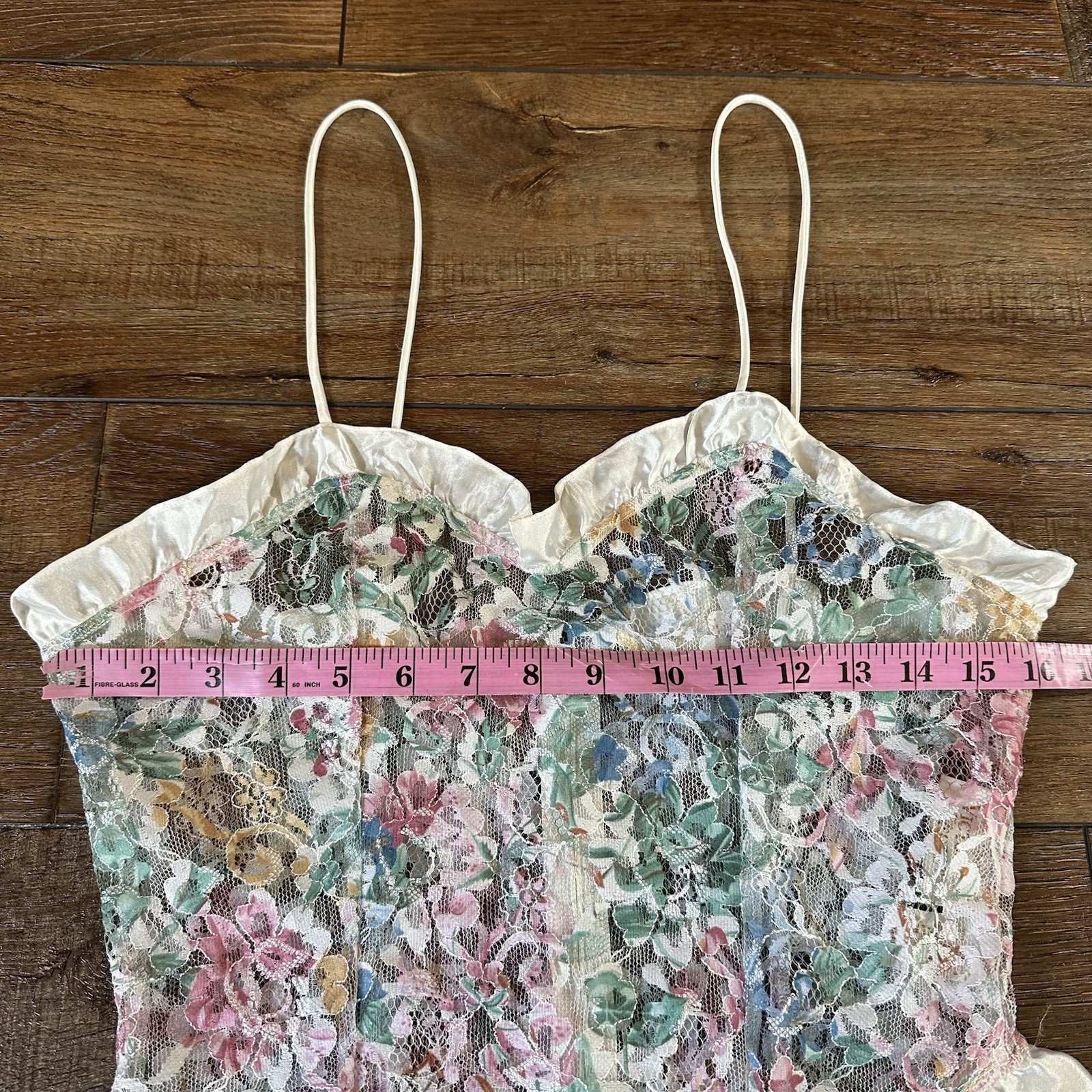 80s VTG Victoria’s Secret Gold Label Floral Lace Teddy Bodysuit Ruffle Size L