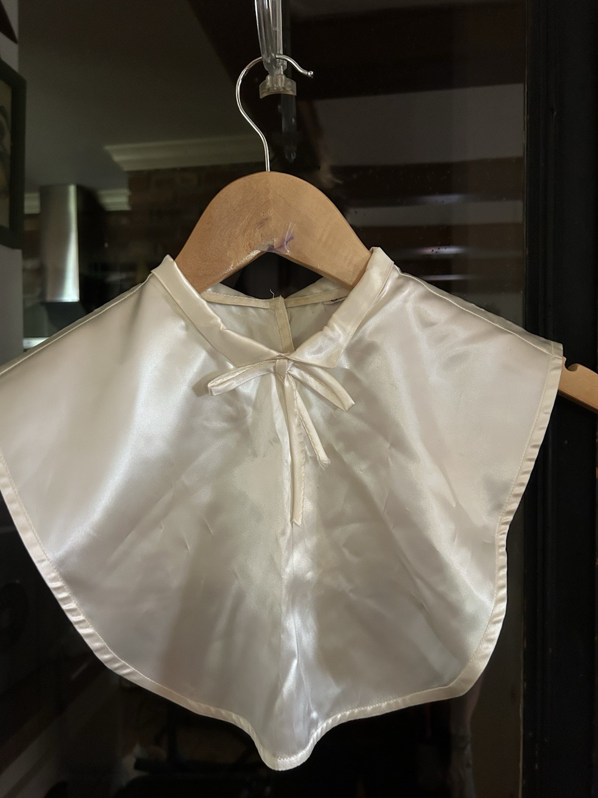 VTG Women’s 50’s Almost White Dicky Collar Sweet Bow Detail Label Teen Brown