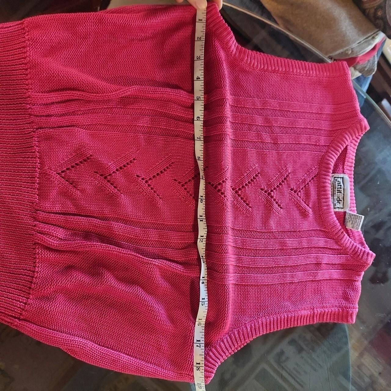 Vintage pink preppy knit sweater vest.