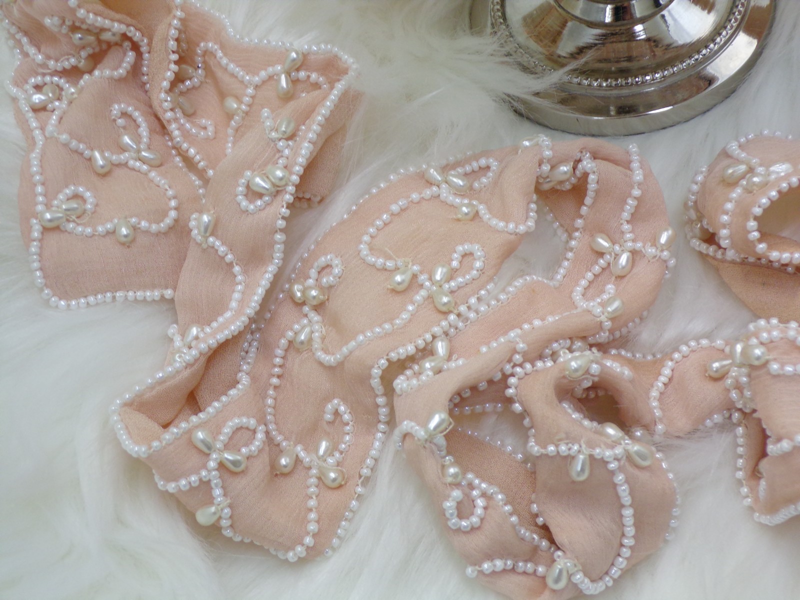 Antique Vintage Wedding Bridal Headpiece and Belt Style: Peaches and Cream