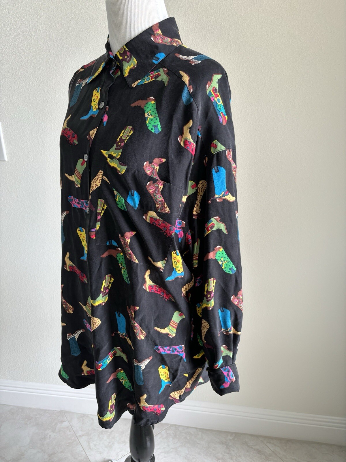 Vintage Cowboy Boot Button Up Blouse Size 12