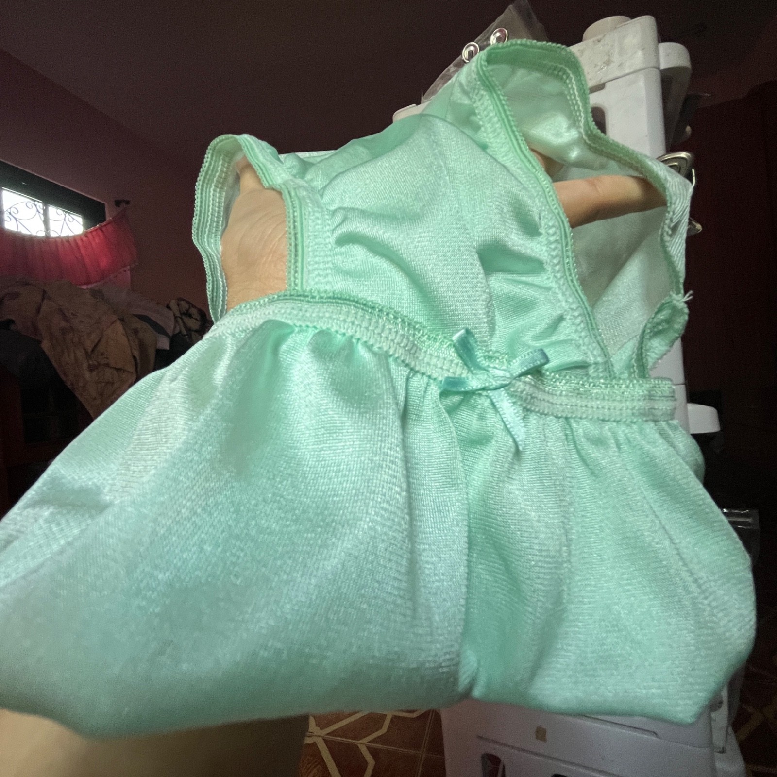 Nylon Feminine Classic Briefs Silk Retro Comfortable Light Green Vintage Panties