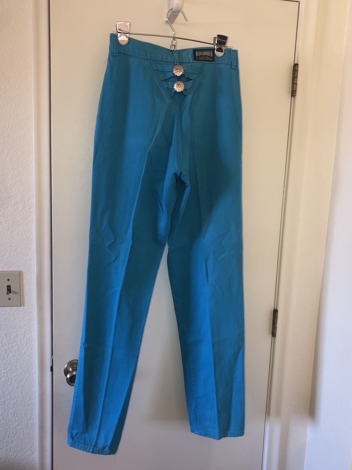 VTG Roughrider Circle T Teal Western High Waist Embellished Jeans Women 9/36 USA