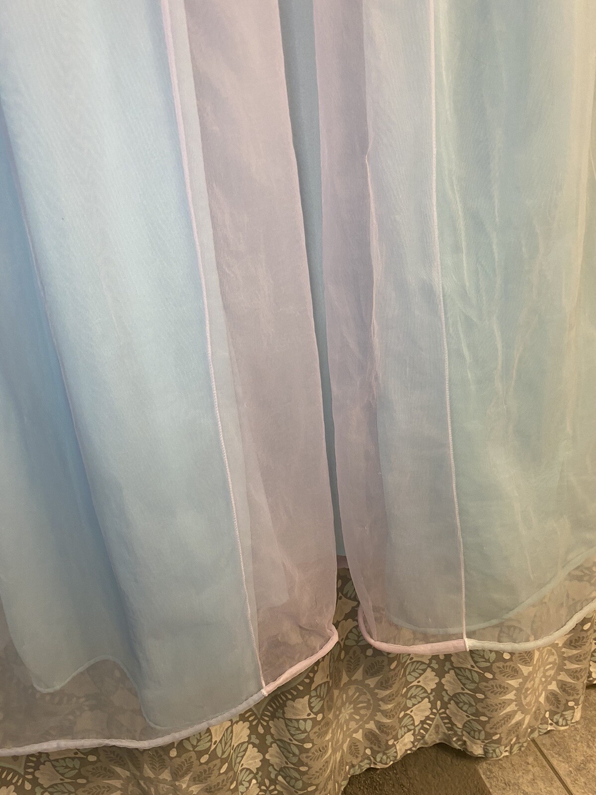 Vintage Cheoette 2 tone 2 layer Chiffon Peignoir Robe Med Blue & Purple