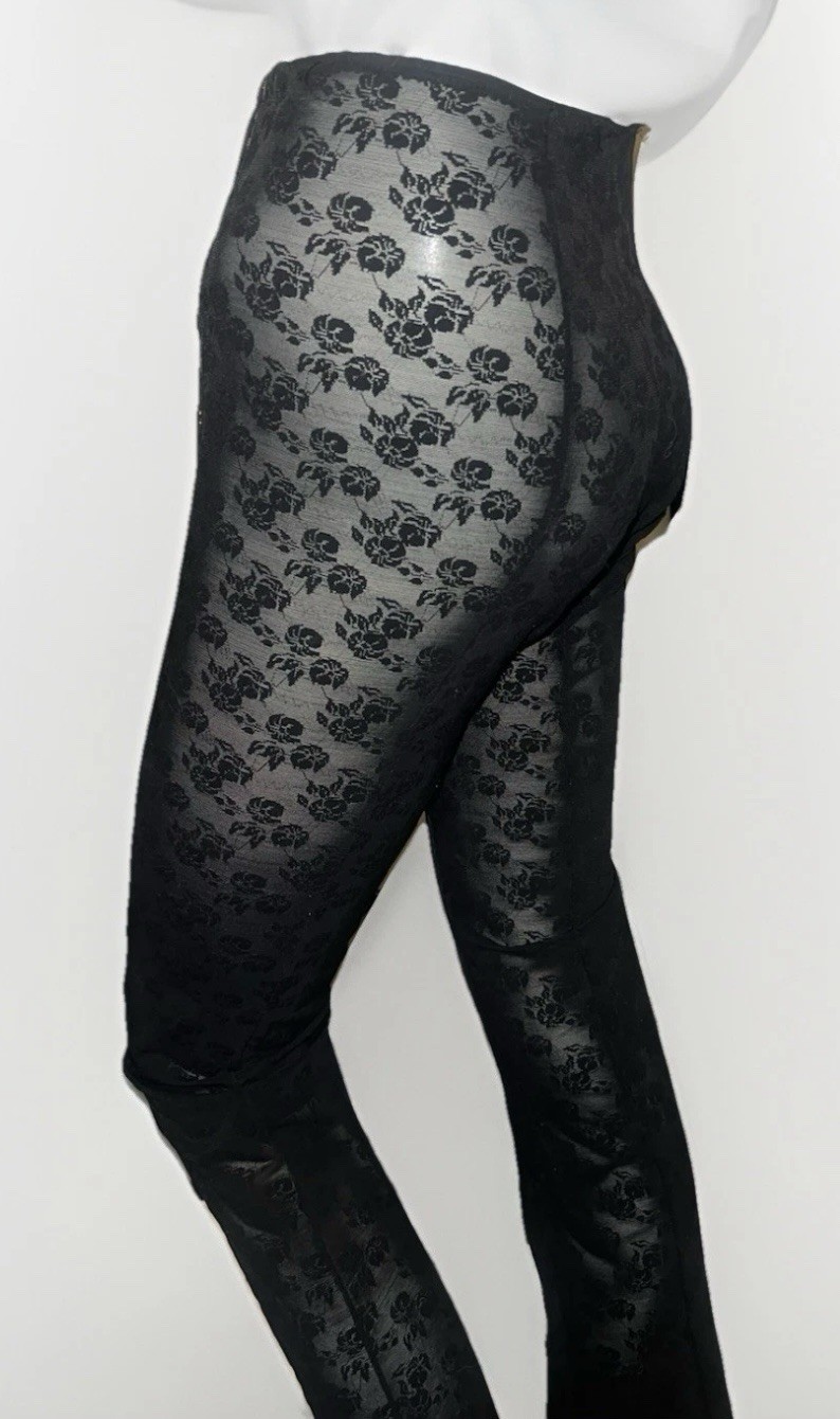 Vintage DOLCE & GABBANA F/W 1996 Stretch Girdle Black Floral Crop Pant Sz 42