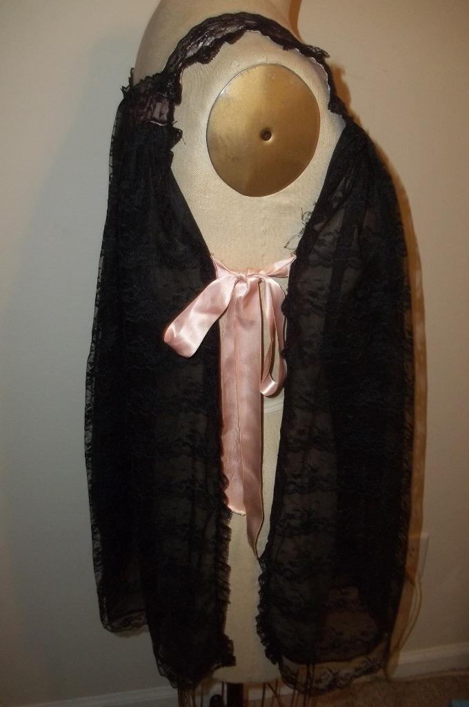 Vintage 60’s LEONORA Black Lace Lingerie Babydoll Chemise Negligee Nightie S