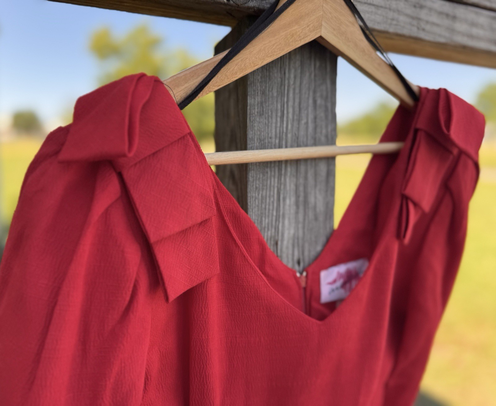 Vintage 80s Red Cocktail Dress Bodycon Midi Long Sleeve Bow Detail Formal Sz 5/6
