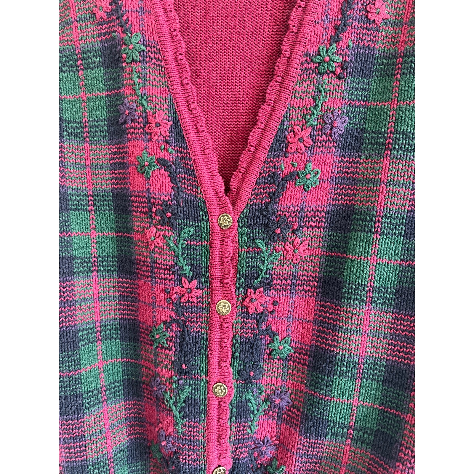Vintage 1990s Northern Reflections Floral Knit Sweater Vest XL Grandmillennial