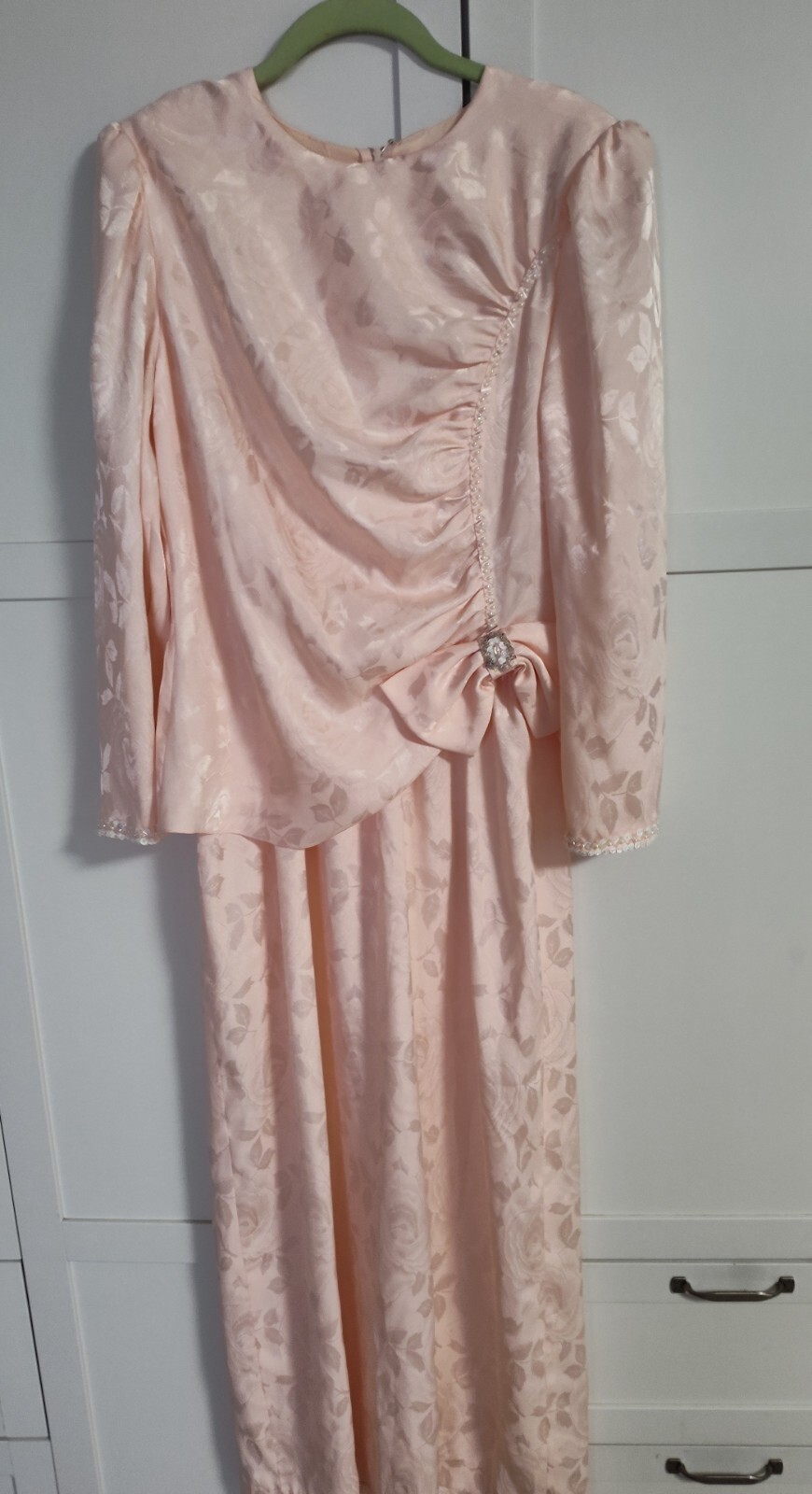 Gorgeous Vtg Pink Maxi Dress Sz 16 (Modern 10-12) By Miss Elliette 1980’s