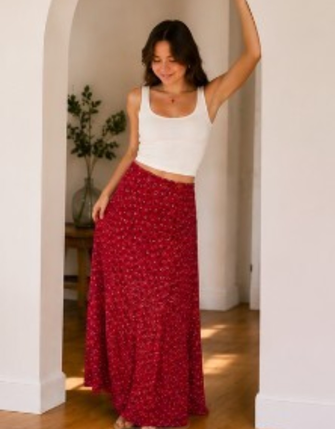 1970s India Imports of Rhode Island Cotton Floral Block Print Maxi Wrap Skirt XS