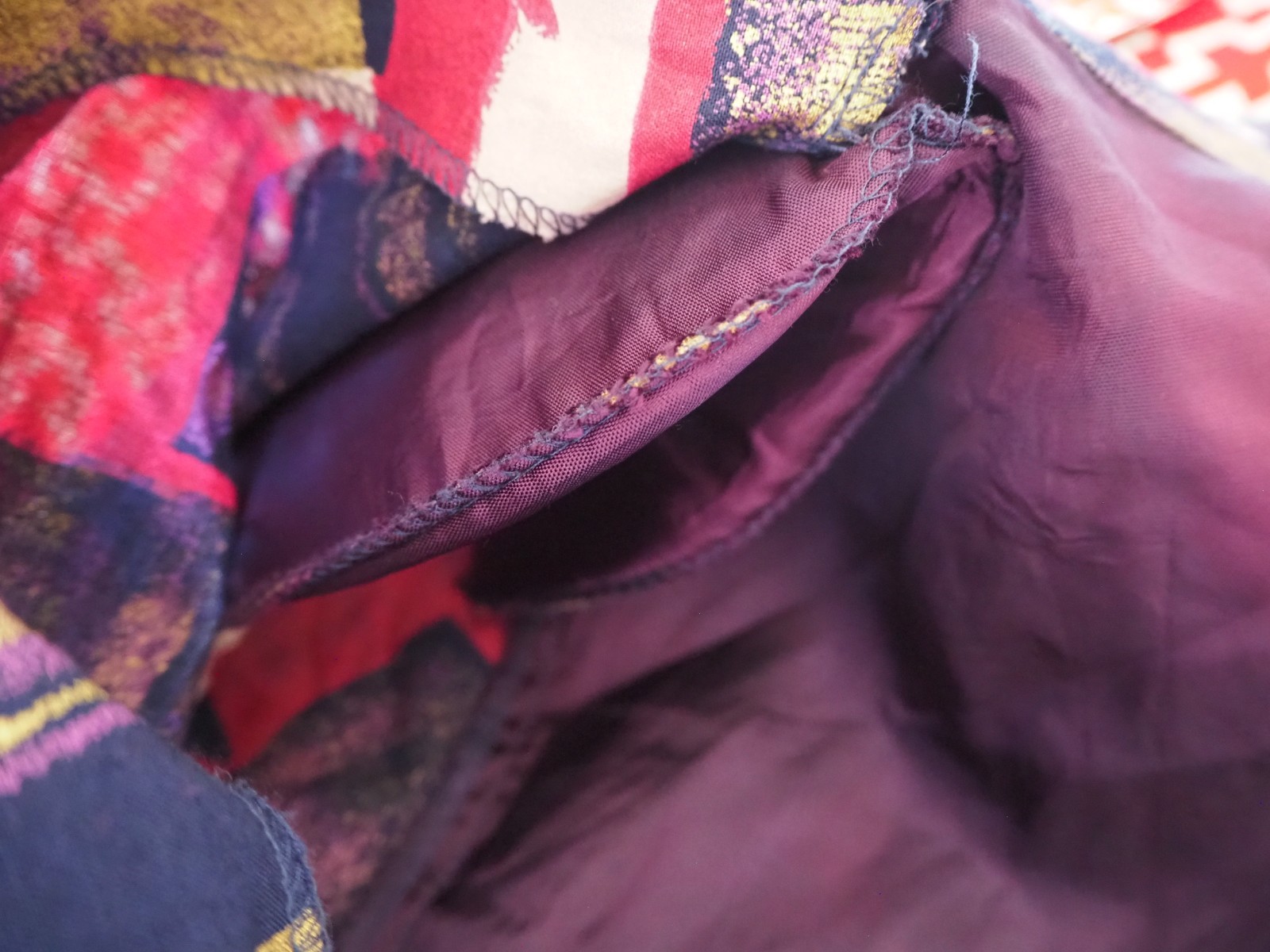 Vtg Kensington Square Purple 90’s Art Deco Patchwork Blazer Sz Med US Made
