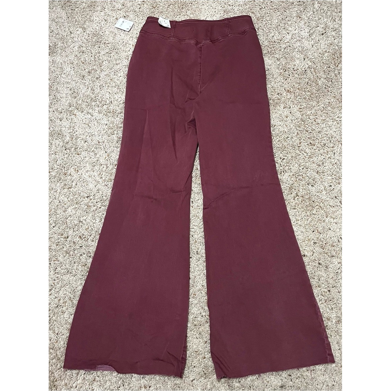NWT We the Free CRVY Wild Honey High Rise Flare Leg Pants in Wine Size 30
