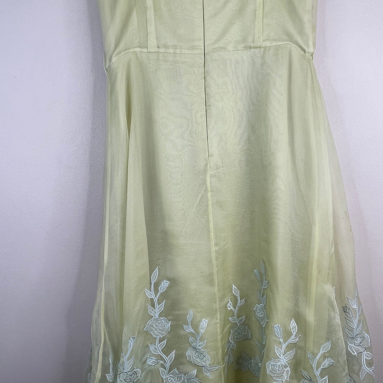 Vintage Watters & Watters Silk Tea Party Dress 10 Ethereal Embroidered Cocktail