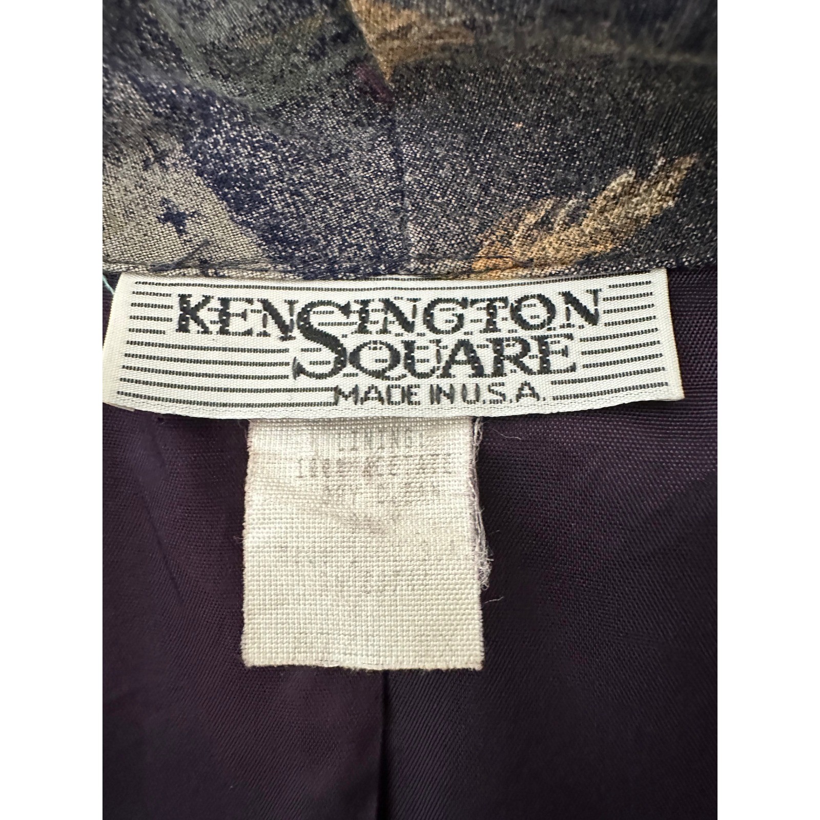 Kensington Square Vintage Floral Patchwork Blazer Purple Multi Artsy Pockets USA
