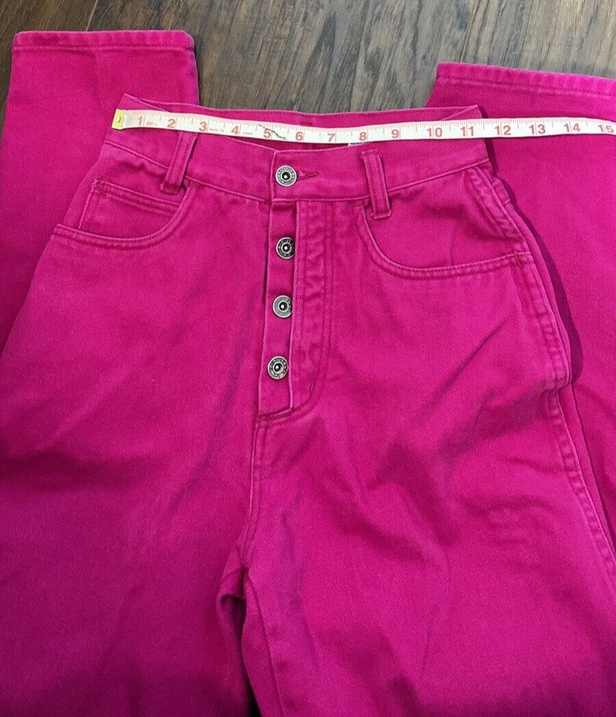 Vintage 80s RIO by Stephen Mardon Mom Jeans Hot Pink Denim Size 7 High Waisted