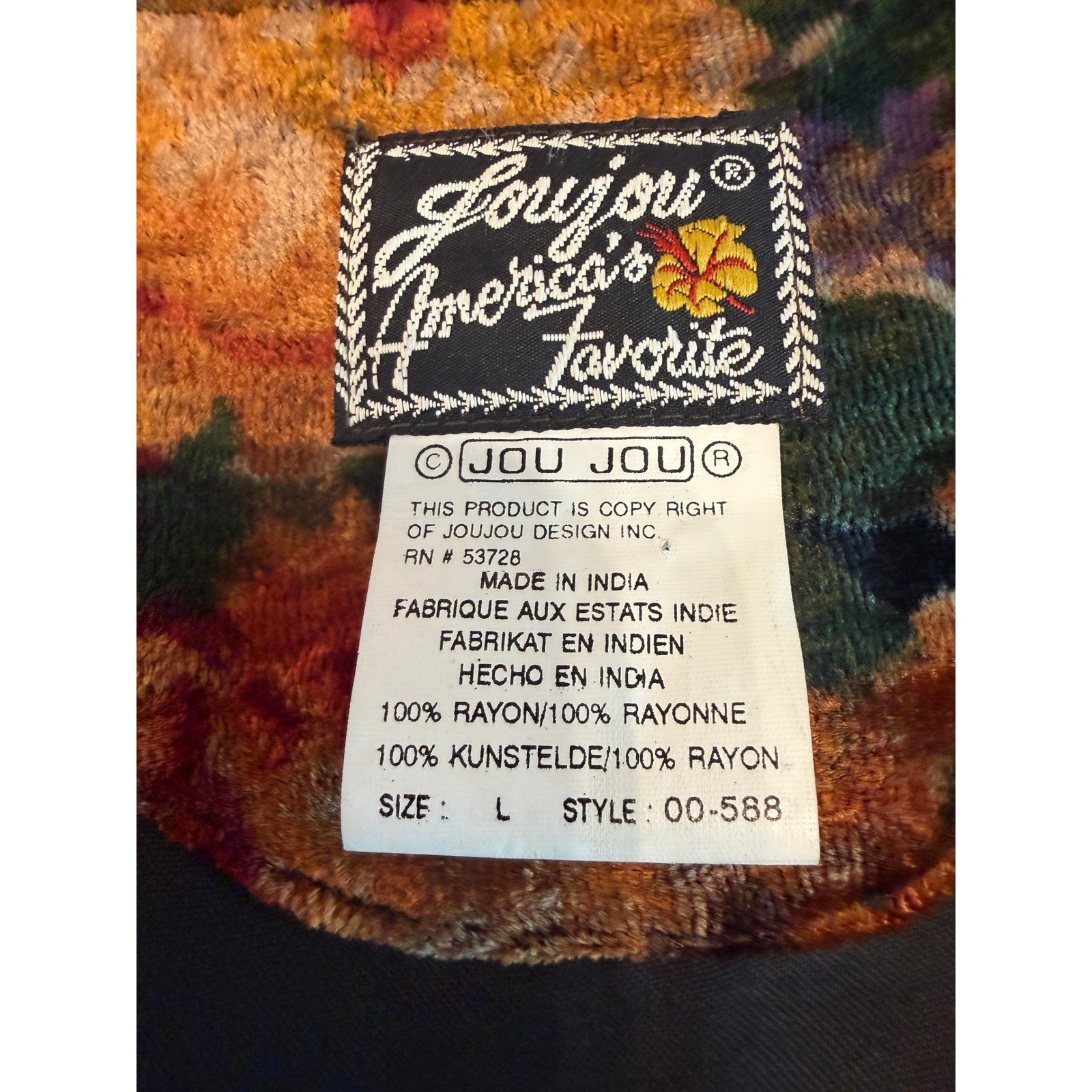 Vintage JouJou Patchwork Velvet Vest Womens Large Multi Color 90s Boho 00-588