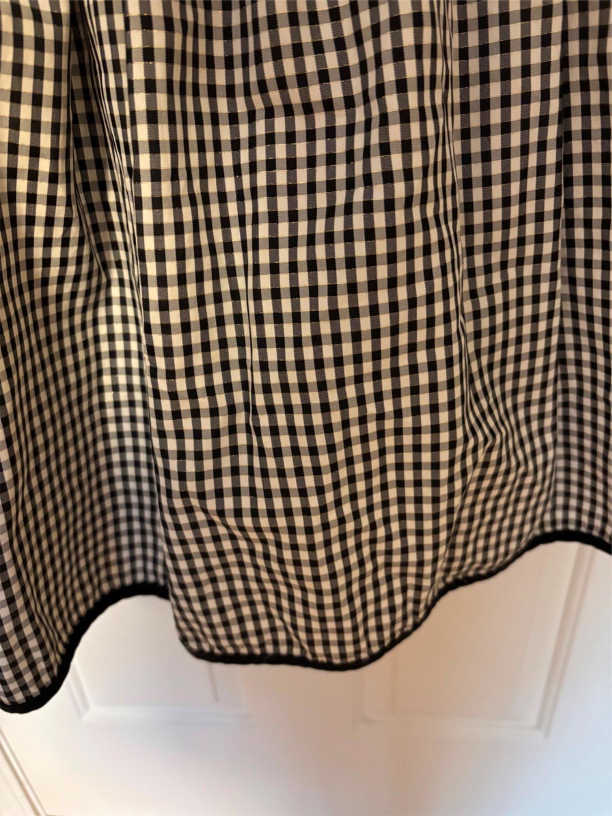 Vtg. Misty Lane Gingham Party Dress, Black Velvet Bows, 7/8